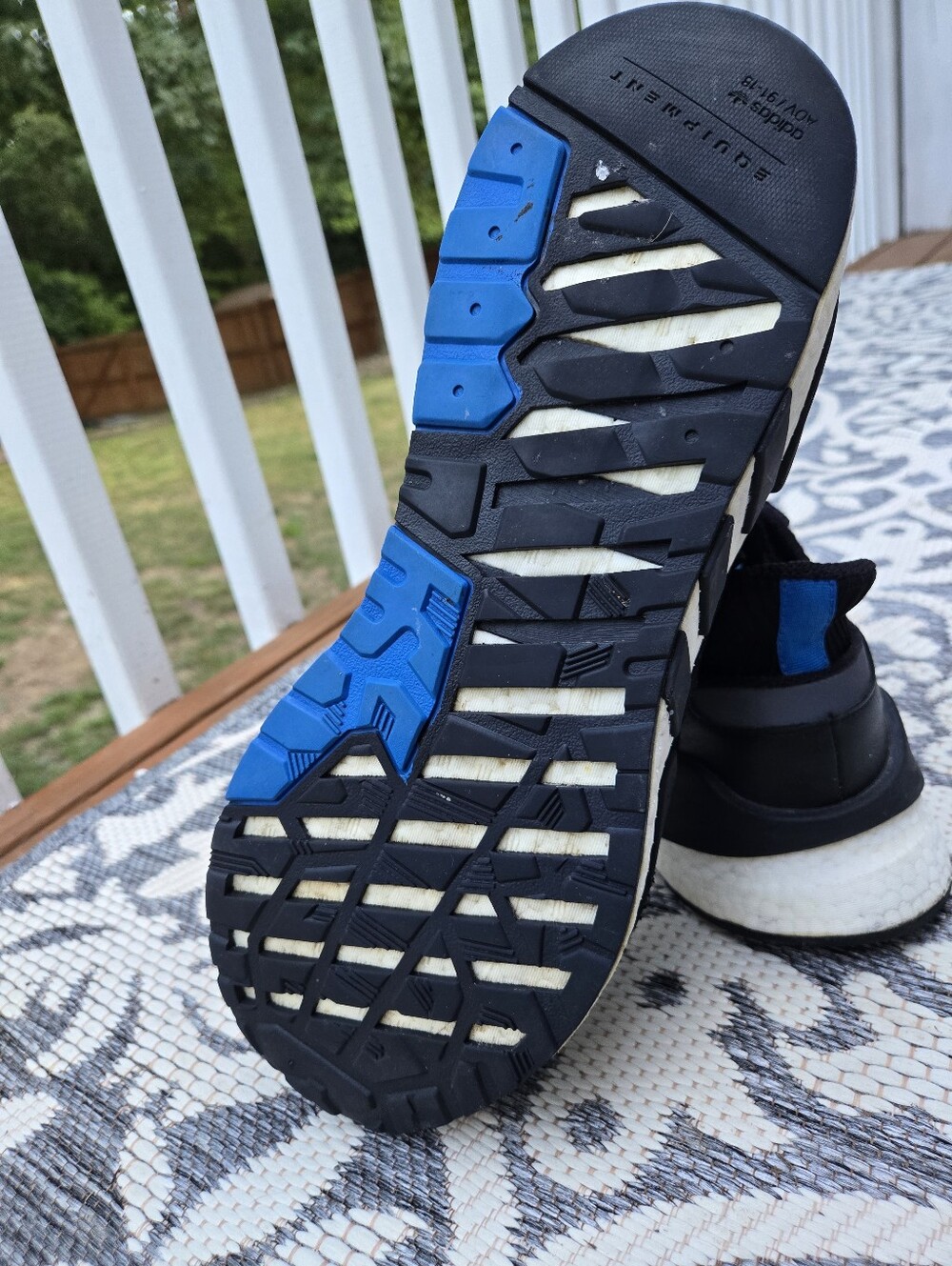 adidas Men's Black and White Sneakers with Blue Accents - Picture 7 of 9